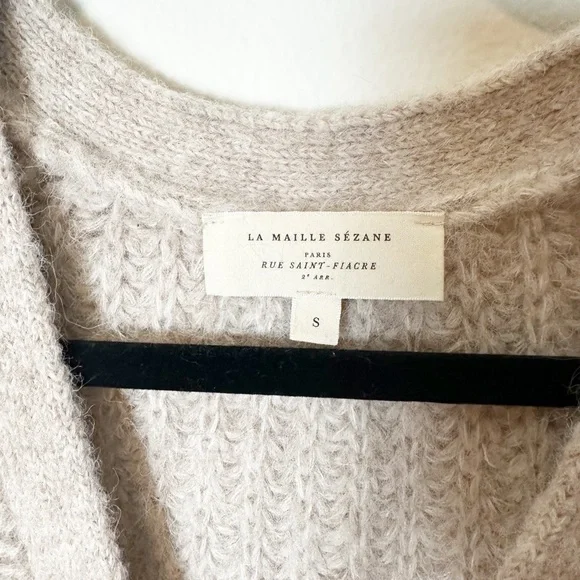 Sezane Basile Cardigan Sweater Beige Tan Oatmeal Alpaca Wool Blend Small - Picture 8 of 11